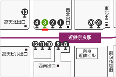 地図 近鉄「奈良」駅3番のりば