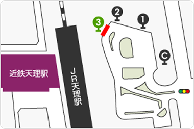 地図 JR・近鉄「天理」駅3番のりば